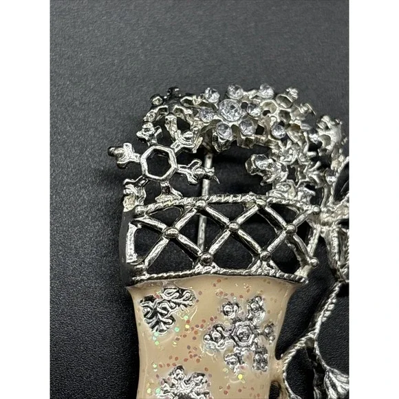 Christopher Radko shiny Brite stocking pin brooch and matching earrings - Picture 9 of 16